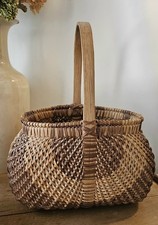 Vintage Large Hand Woven Melon Gathering Basket  13”x15