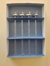 4 Woodbury Pewterers Pewter & Glass Duck Swizzle Sticks Cocktail Stir Sticks picture