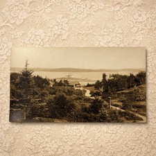 RPPC Mukilteo WA Lighthouse Coast Church Panoramic Snohomish Real Photo Postcard picture