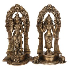 Laxmi Vishnu Statue Brass Hindu Deities Lakshmi Narayan Idol Antique Finish 9 In picture