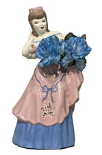 Vintage Weil Ware California Pottery Lady Vase Planter Pink Blue Floral picture