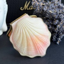 Vintage USSR 875 Silver Gilt Shell Women's Compact Powder Box Case Mirror Soviet picture