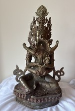 Antique Nepalese/Tibetan Bronze Vajrasattva Yab-Yum Statue 16” Tourquoise Coral picture