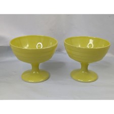 Hazel Atlas Platonite Sundae Sherbet Ice Cream Cups Yellow Lot of 2 picture