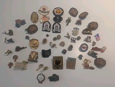 55 Vintage Lapel Hat Pins Mixed Lot Advertising Enamel Travel And More picture