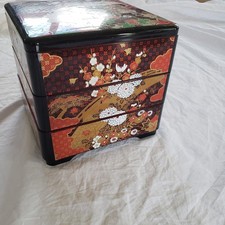 Vintage Japanese 3 Tier Jubako Bento Box Lacquerware Stacking Food Storage picture
