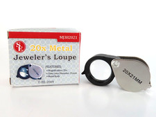 SE 20X Metal Jeweler's Loupe 20x21mm Glass Lens New in Box picture