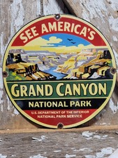 VINTAGE GRAND CANYON PORCELAIN SIGN RARE OLD NATIONAL PARK SMOKEY BEAR FOREST picture