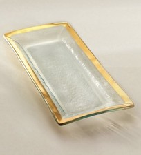 Annieglass Gold Roman Antique Appetizer Tray 13 1/2 x 6 Inch G214 Set of 3 picture