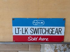 Vintage Old Porcelain Enamel LT-LK Switchgear Sold Here Advertising Sign Board picture