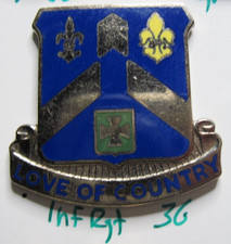 Army crest DI dui cb clutchback  58th INFANTRY REGIMENT  inf rgt 3G  1950s picture