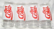 lot of 4 vintage diet coke glasses 16 oz pinstripe picture