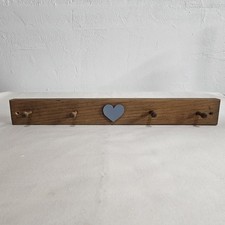 Vintage Wooden Heart Peg Rack, 4 Peg Wall Hooks, Cottage Farmhouse Grandma Core picture