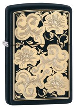 Zippo Fancy Floral Black Matte Windproof Pocket Lighter, 218-060846 picture
