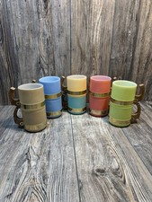 ( 10 ) Vintage Siesta Ware Pastel Coffee Mugs Wood Handle picture