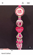 Designer inspired pink rhinestone beaded ballpoint pen, black ink plastic picture