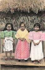 1909 Manila P.I. Filipino Children Postcard - Real Photo Hand-Tinted Philippines picture