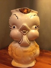YELLOW CHICK BIRD SMALL PITCHER CREAMER VASE VINTAGE CERAMIC FIGURAL BIRD picture
