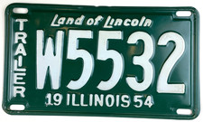 Vintage Illinois 1954 Trailer License Plate W 5532 Garage Airstream Garage Decor picture