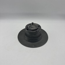 Antique Pewter Ship's Captain Wide Base Inkwell With Quill Holders picture