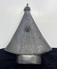 Vintage Oaxaca Black Pottery Virgen de la Soledad Madonna Sculpture 10 1/2 inche picture