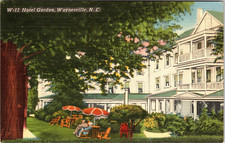 1954 WAYNESVILLE NC HOTEL GORDON NEW MORDERN MOTEL IN REAR LINEN POSTCARD picture