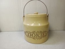 Vintage Monmouth Pottery Stoneware Cookie Jar Crock With Lid And Handle  picture