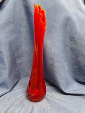 LE Smith Swung Vase Diamond Cut Amberina 14 1/2” Tall picture