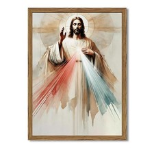 Hwetui Framed Sacred Heart Jesus Wall Art, Christ Divine Mercy Picture Wall picture
