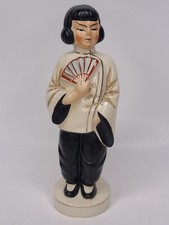 Vintage Occupied Japan Lady Figurine Holding Fan Ceramic Statue Made In Occupied picture