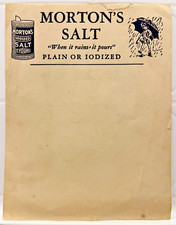 Morton's Salt Note Letterhead When It Rains It Pours Plain or Iodized - 1940s? picture
