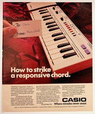 Vintage Casio PT-1 Keyboard Ad 1980s Electronic Musical Instrument Ephemera picture