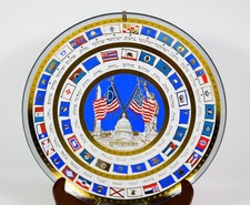 VTG Bicentennial Commemorative Plate 1776-1976 State Flags Enamel on Glass picture