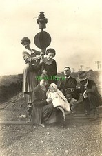 2 Photos FARM FAMILY American Gothic 1910s FRISCO LINE RR TRACKS Afton Oklahoma picture