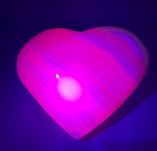 Pink mangano calcite heart shape crystals stones, fluorescent rocks and minerals picture