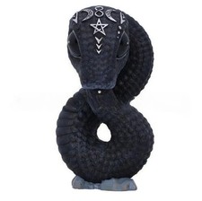 Serpent Occult Figurine 4 Inch Gothic Pentagram Crescent Moon Resin Decor picture