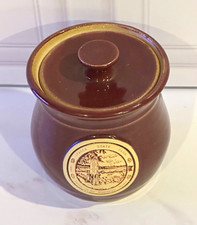 Brown Beige Ceramic Round Canister w/ Lid, Itasca State Park Minnesota Seal picture