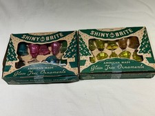 Vintage Shiny Brite 17 Mini Ornaments Small Glass Bells Feather Tree picture