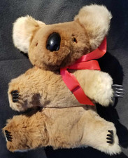 RARE 1960's AUSTRALIAN KOALA BEAR GENUINE KANGAROO FUR STUFFED ANIMAL PLUSH TOY picture