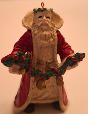Vintage Kirkland's Old World Santa Christmas Ornament Red Coat Garland 3.25