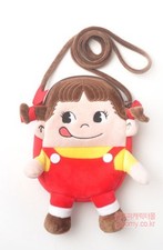 FUJIYA Peko Chan Girl Plush Doll Bag Purse Milky Character 2 Zipper Compartments picture