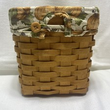 1999 Longaberger Tissue Basket With Retired Pumpkin Patch Button Liner Clean picture