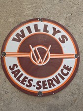  VINTAGE WILLYS-OVERLAND JEEP PORCELAIN SIGN 