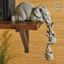 3pcs Cute Elephant Figurines Resin Hug Baby Mini Decor Gift Set - NEW picture