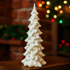 Vintage Handmade White Ceramic Christmas Tree Tabletop Holiday Decoration Gift picture
