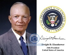 PRESIDENT DWIGHT D. EISENHOWER PRESIDENTIAL SEAL AUTOGRAPHED 8X10 PHOTOGRAPH picture
