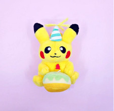 Pokemon Official Plush Doll Happy Birthday Pikachu 8cm Key Ring Chain Bag Charm picture