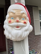 1968 Empire Blow Mold Lighted Santa Claus Head Face 17” Christmas Décor Vintage picture
