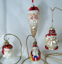 Vintage Mercury Glass Ornaments Lot Santa Claus Snowman 50's Blown Glass Figural picture