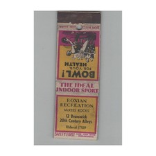 Matchbook Cover 1920s Safety First Roxian Recreation Bowling McKees Rocks PA picture
